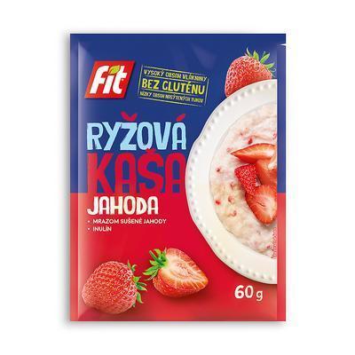 KAŠA FIT RYŽOVÁ S JAHODAMI A VANILKOVOU PRÍCHUŤOU 60g BEZLEP