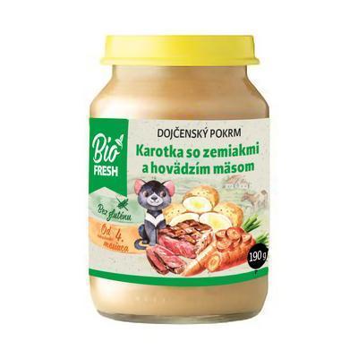 DETSKÉ JEDLO BIO KAROTKOVÉ PYRÉ S HOVÄDZÍM MÄSOM 190g FRESH