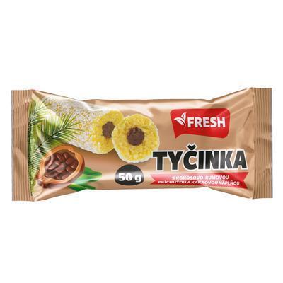 TYČINKA SÓJOVÁ S KOKOSOVO-RUMOVOU PRÍCHUŤOU A KAKAOVOU NÁPLŇOU 50g FRESH