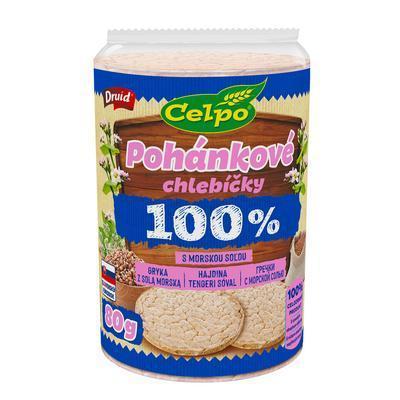 CHLEBÍK CELOZRNNÝ 100% POHÁNKA S MORSKOU SOĽOU 80g CELPO