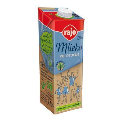 MLIEKO POLOTUČNÉ TRVANLIVÉ 1,5% 1l UHT RAJO