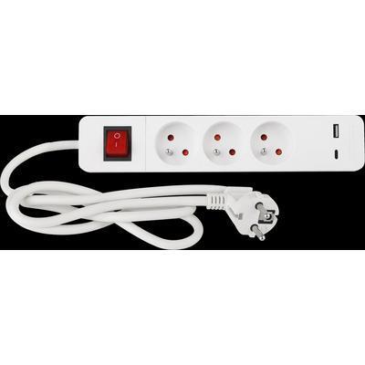 PREDLŽOVACÍ PRÍVOD 3 ZÁSUVKY S VYPÍNAČOM USB 1,4m STREND PRO LG-FB603K