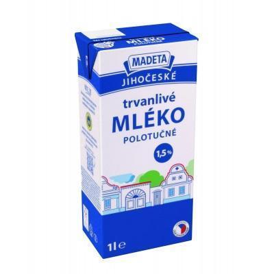 MLIEKO POLOTUČNÉ TRVANLIVÉ 1,5% 1l UHT JIHOČESKÉ MADETA