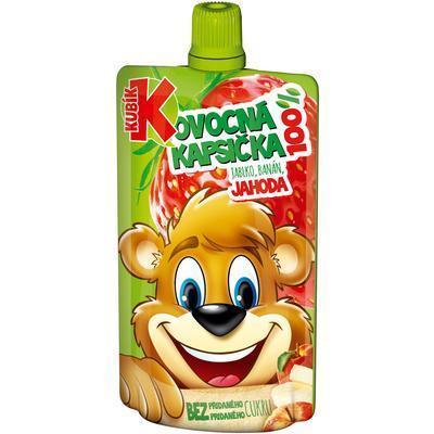 DETSKÁ VÝŽIVA JABLKO-BANÁN-MRKVA-JAHODA 100g KUBÍK 100% OVOCNÁ KAPSIČKA