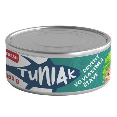 TUNIAK VO VLASTNEJ ŠŤAVE DRVENÝ 185g / PP 130g FRESH