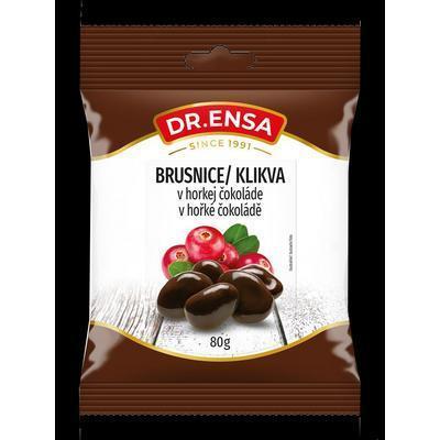 BRUSNICE SUŠENÉ V HORKEJ ČOKOLÁDE 80g DR.ENSA