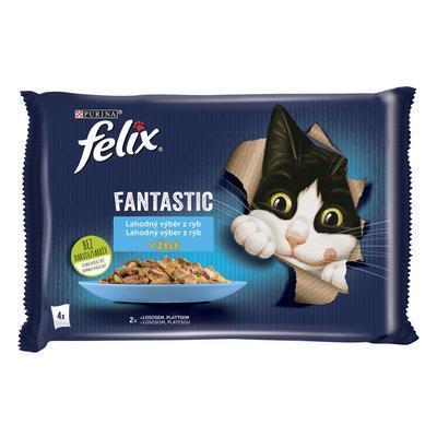 KAPSIČKA MAČKA FELIX FANTASTIC MULTIPACK LOSOS/PLATESA ŽELÉ 4x85g