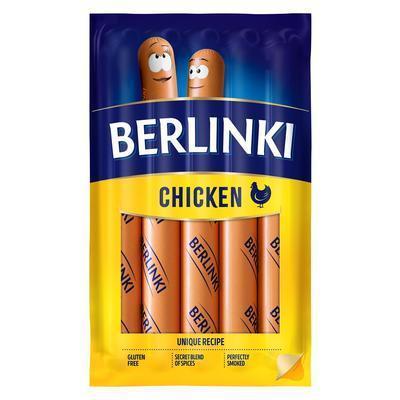 PÁRKY BERLINKI KURACIE 250g VB MORLINY 84% PODIEL MÄSA